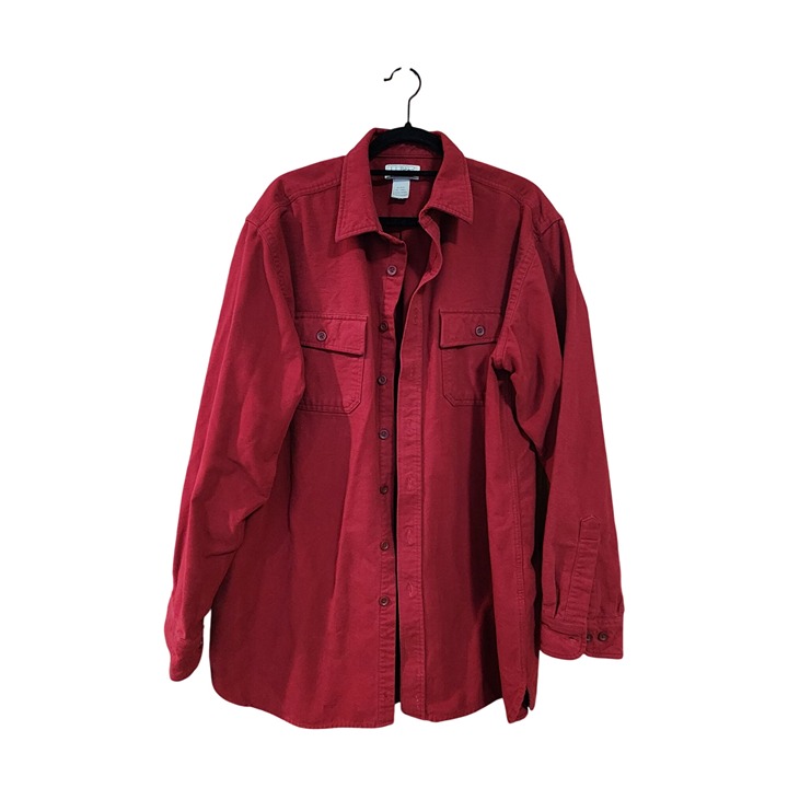 LL Bean Mens Chamois Long Sleeve Button Up Shirt XL Tall Heavy Shacket Jacket Fl