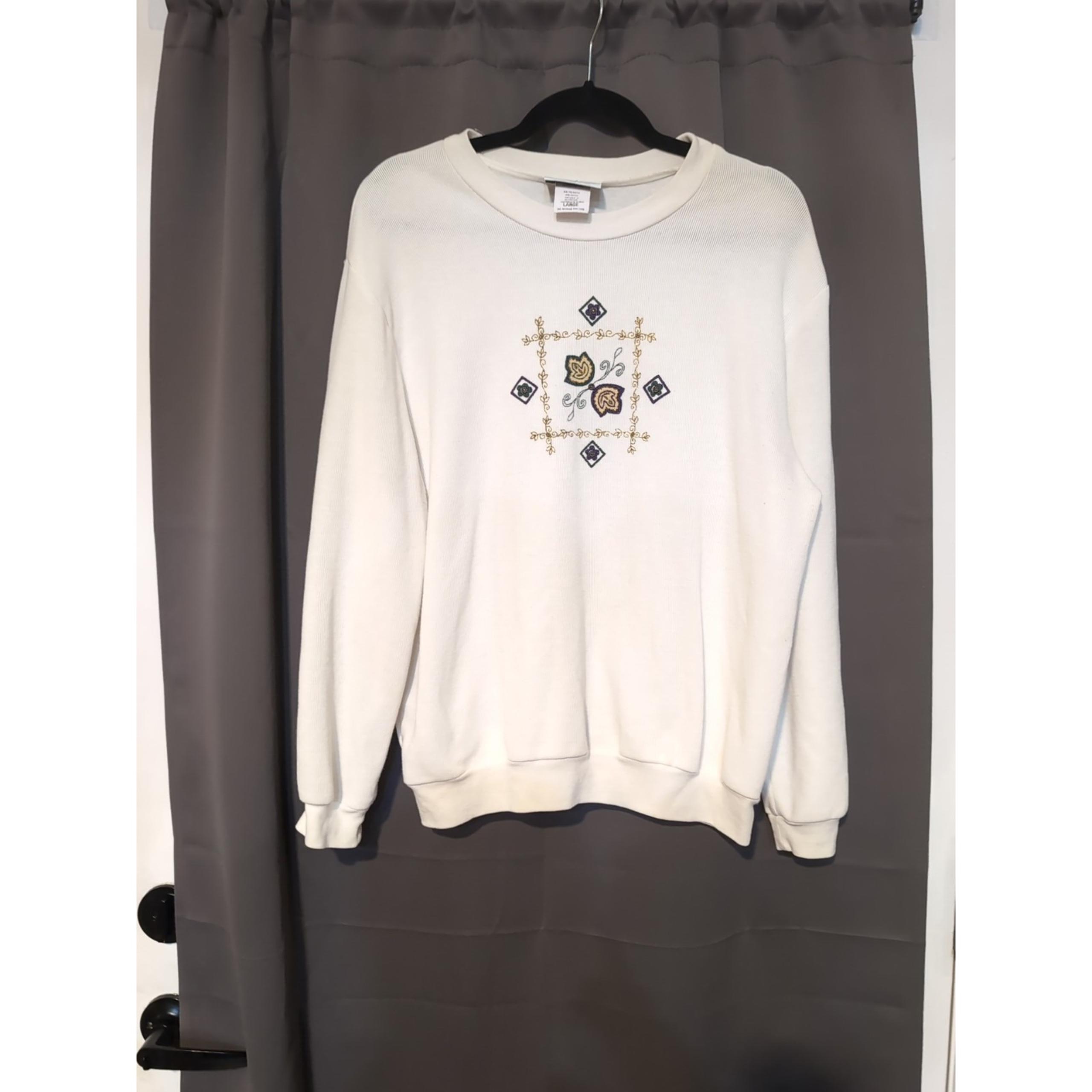 Logix Women's Large Sweater, Vintage Floral Embroidered Beaded Sweater, Flower - Logik