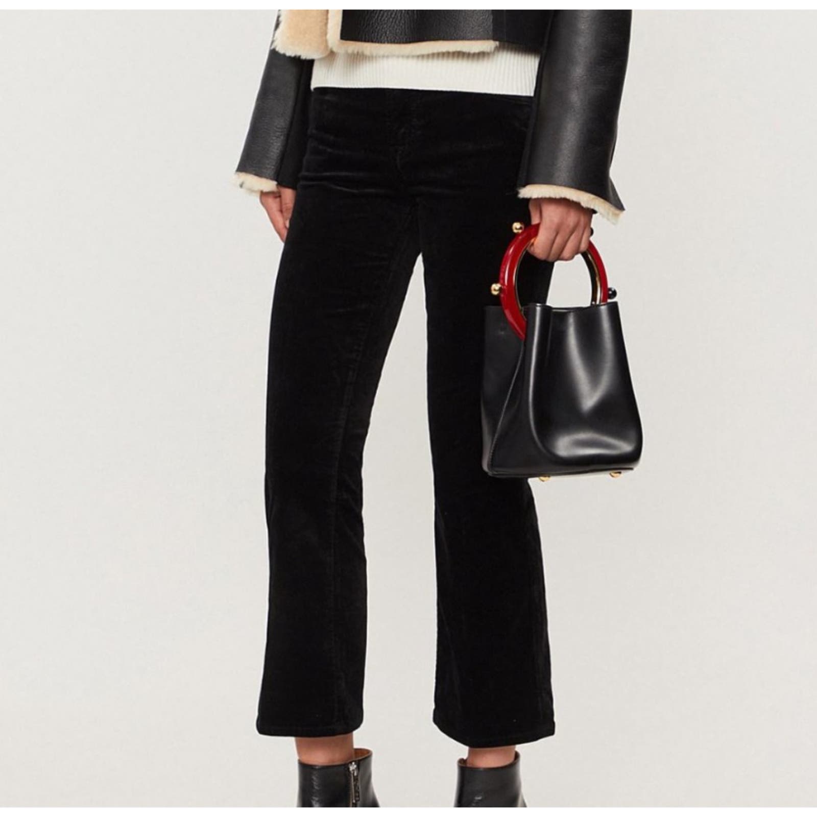 J Brand NWT Selena Bootcut Mid-Rise Skinny Crop Pants Black Velvet Size 26