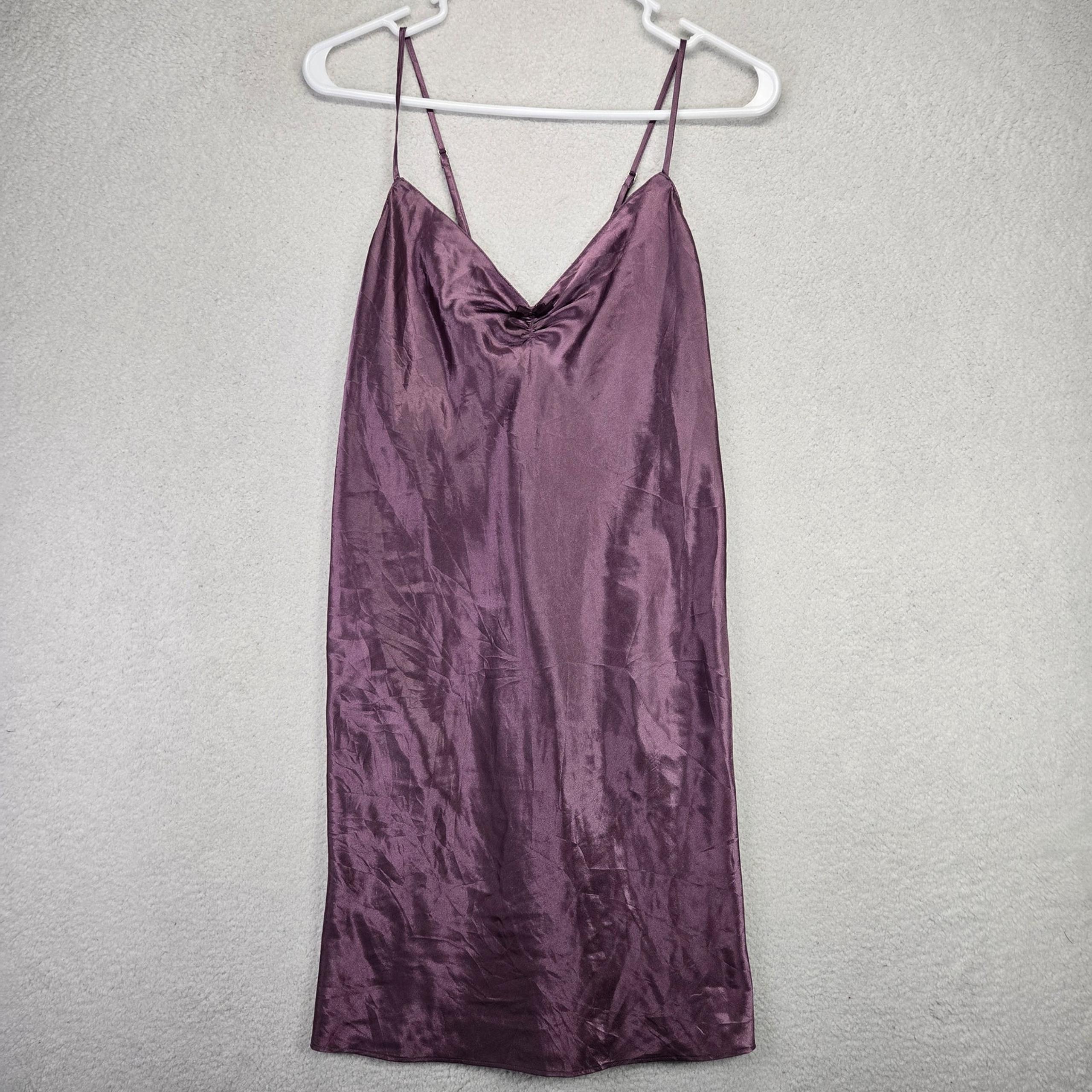 Chemise Womens M / L Satin Nightgown Lingerie Slip Purple Nightie y2k - La Senza