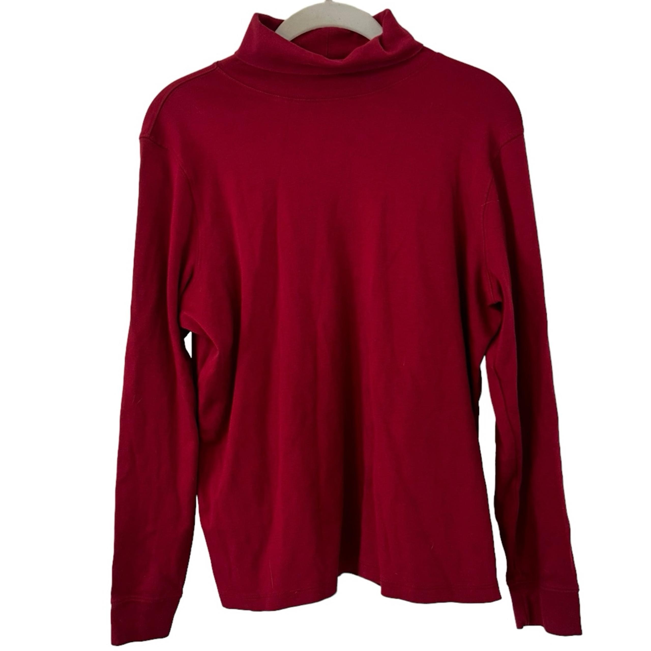 Red Long Sleeve Turtleneck Design Top L.L. Bean Outdoor Shirt Women’s Size Large