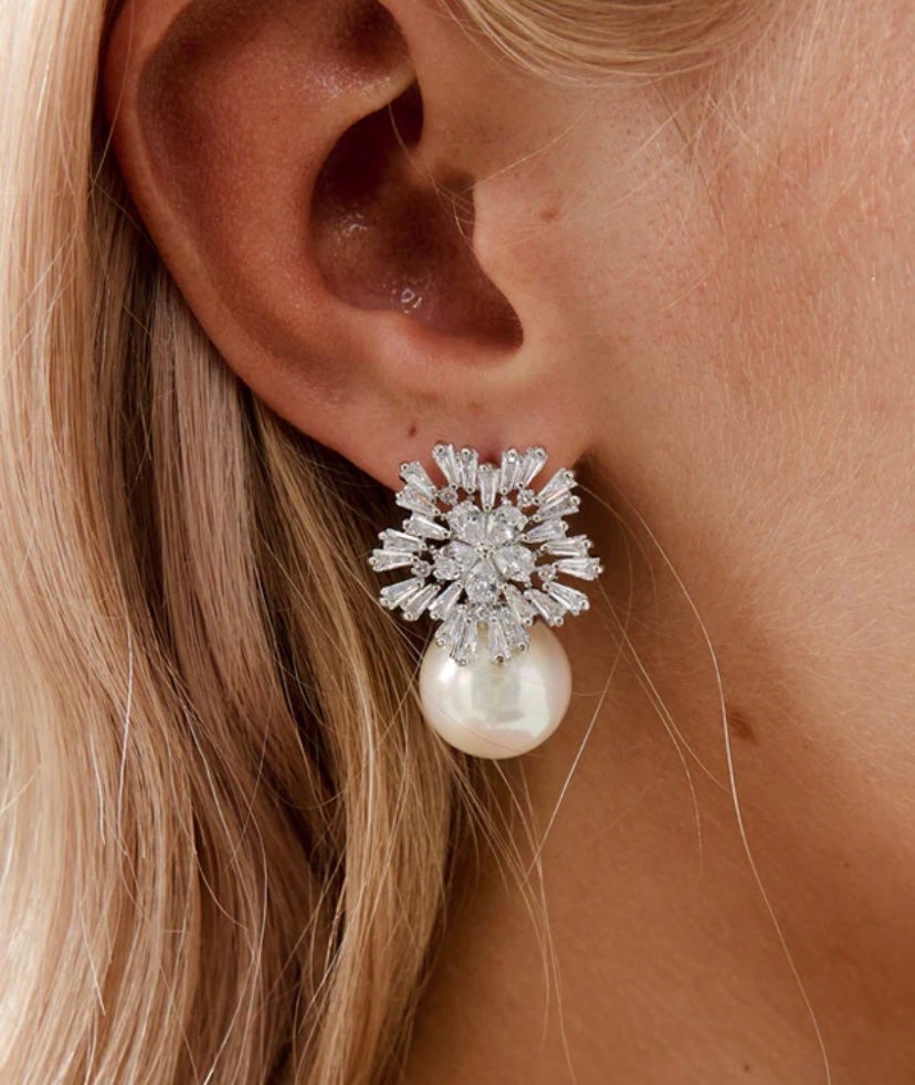 Silver bridal earrings