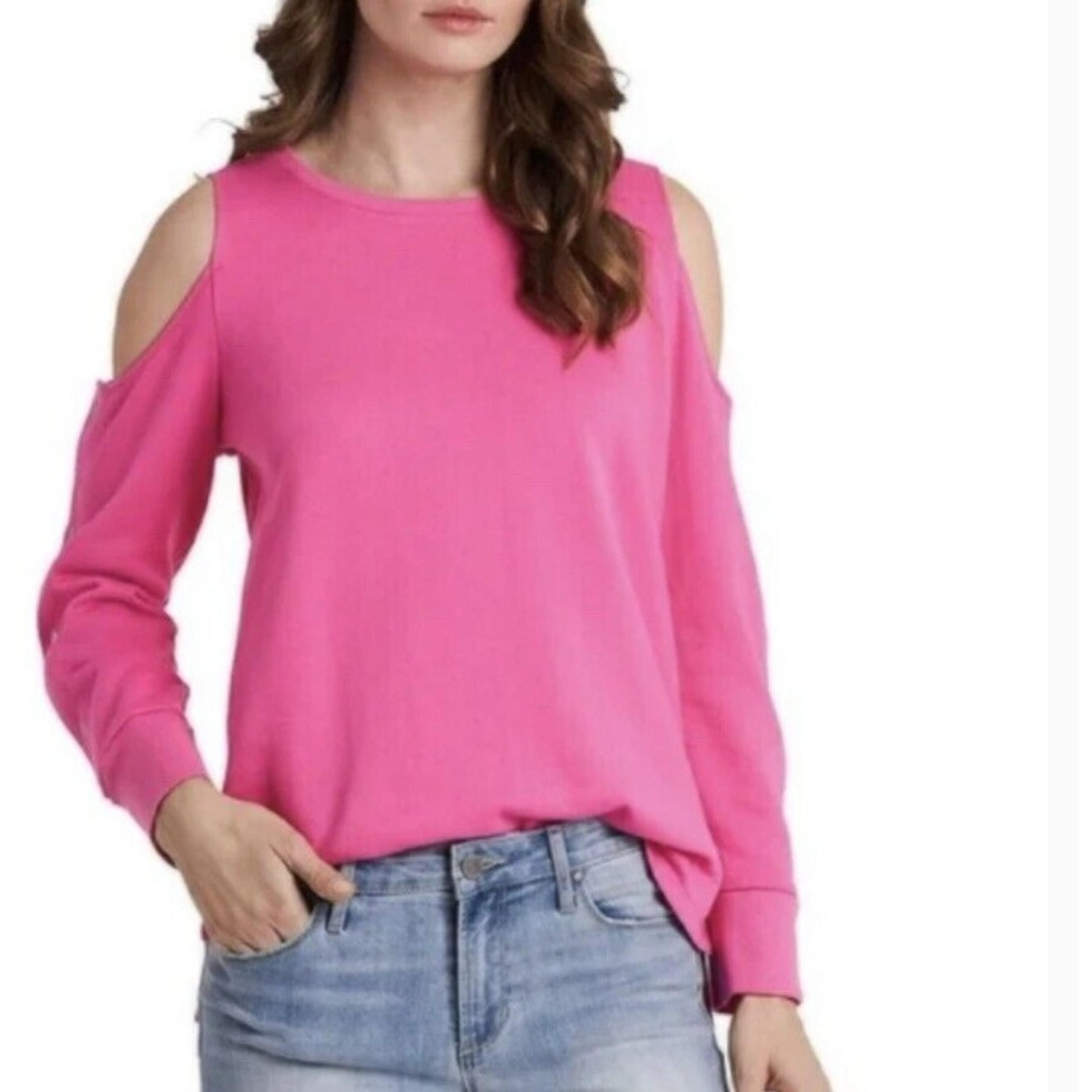 Vince Camuto Cold Shoulder Size 1X  Long Sleeves Sweater Top Color: Pink