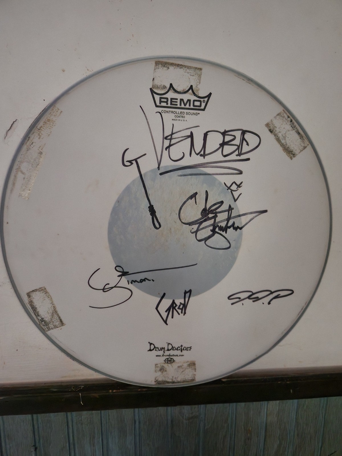 Vended signed drumhead