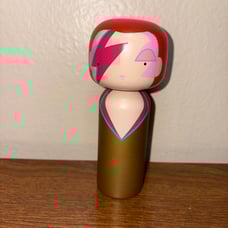Lucie Kaas Sketch Inc Wood Kokeshi Doll Aladdin Sane David Bowie hand painted