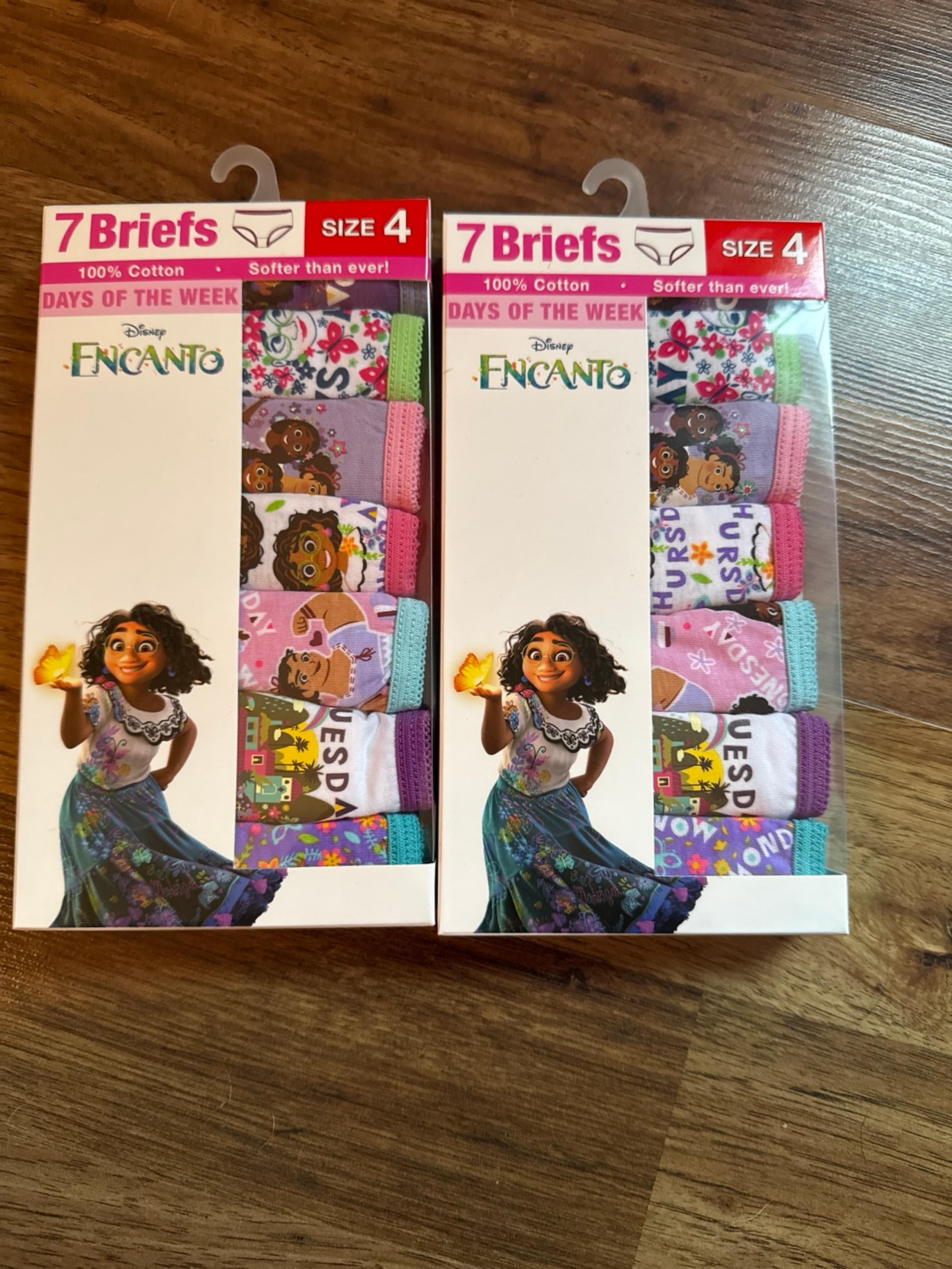 New! Disney Encanto Days Of The Week 100% Cotton Briefs-size 4