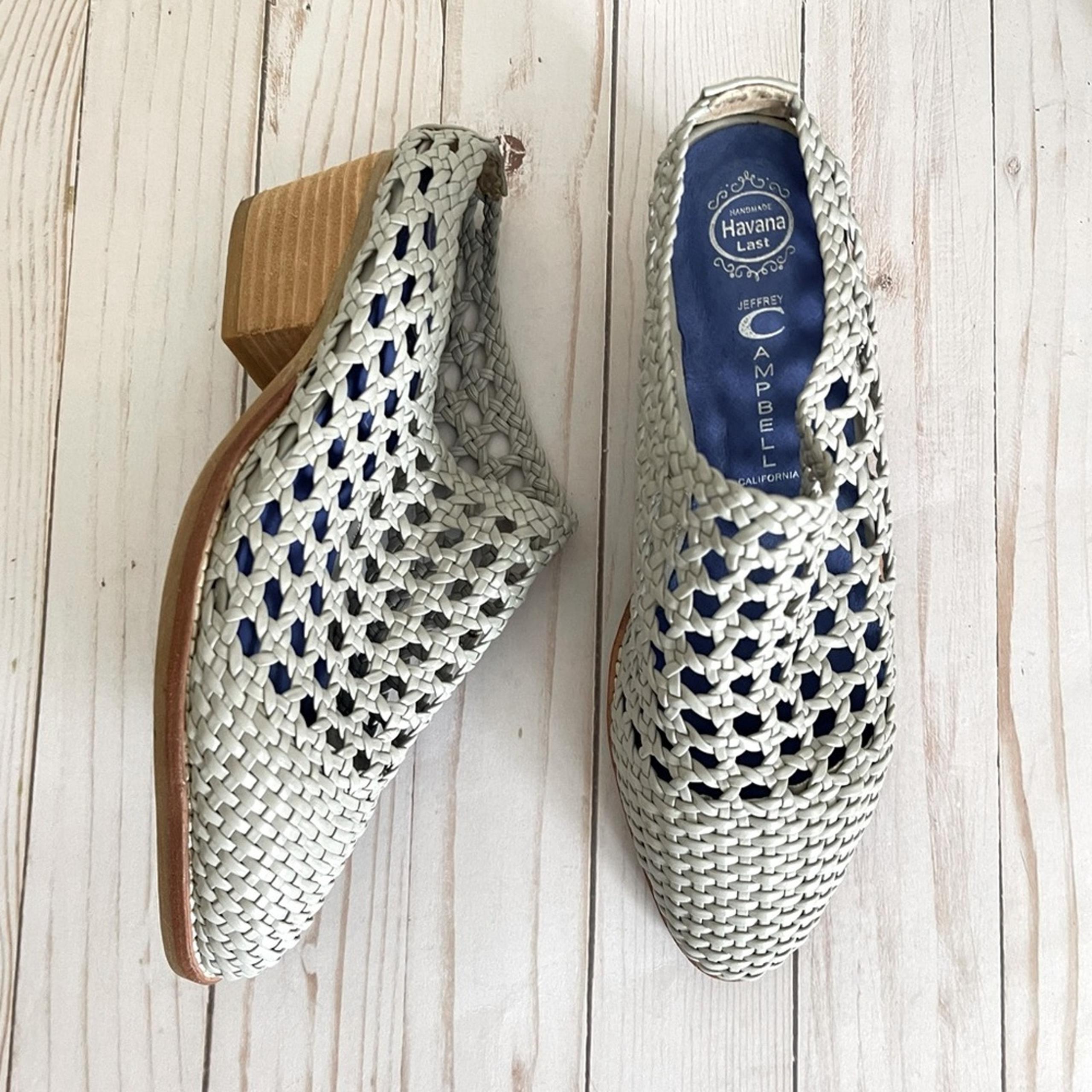 Jeffrey Campbell Handmade Havana Last Leone Gray Woven Slip On Mules Womens 8