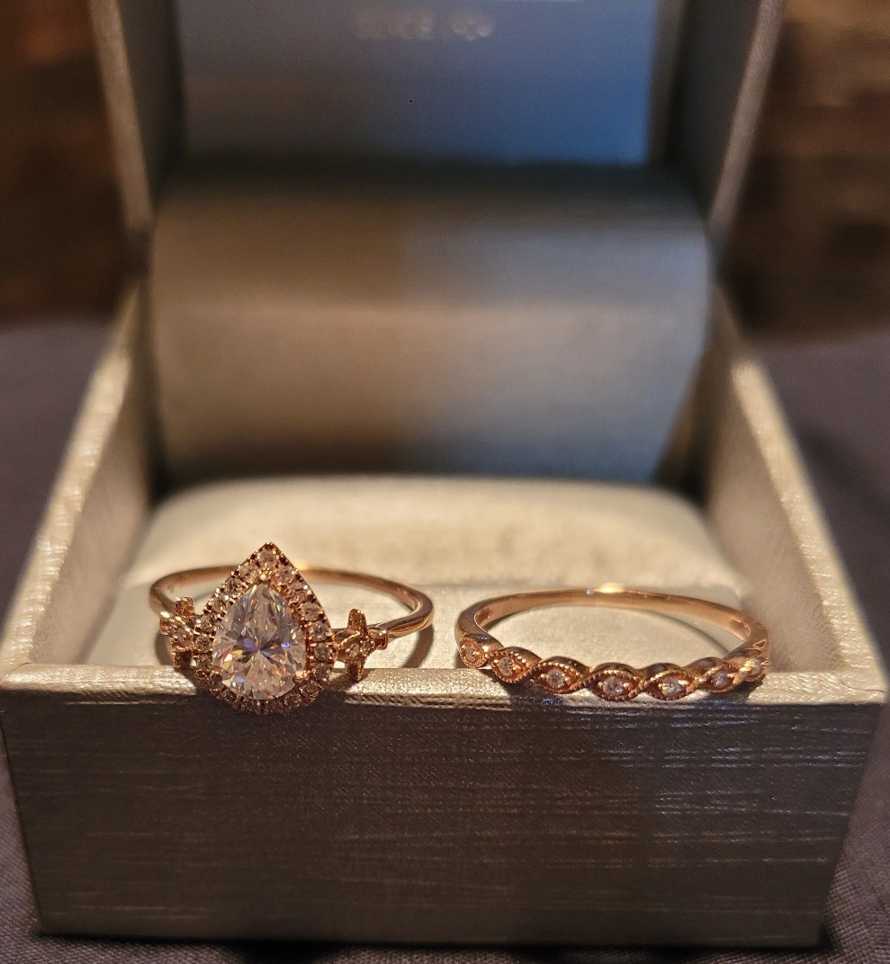 Zales Diamond 10k Rose Gold Engagement Ring Set