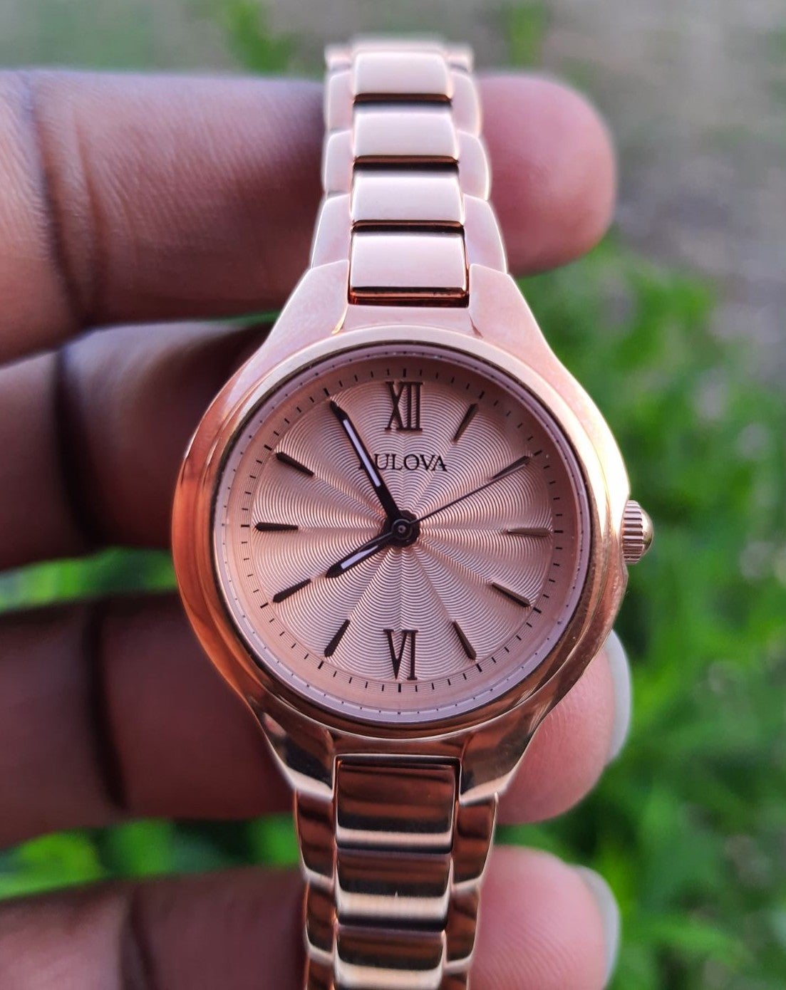 Bulova Classic Rose Dial Stainless Steel Ladies Watch 97L151