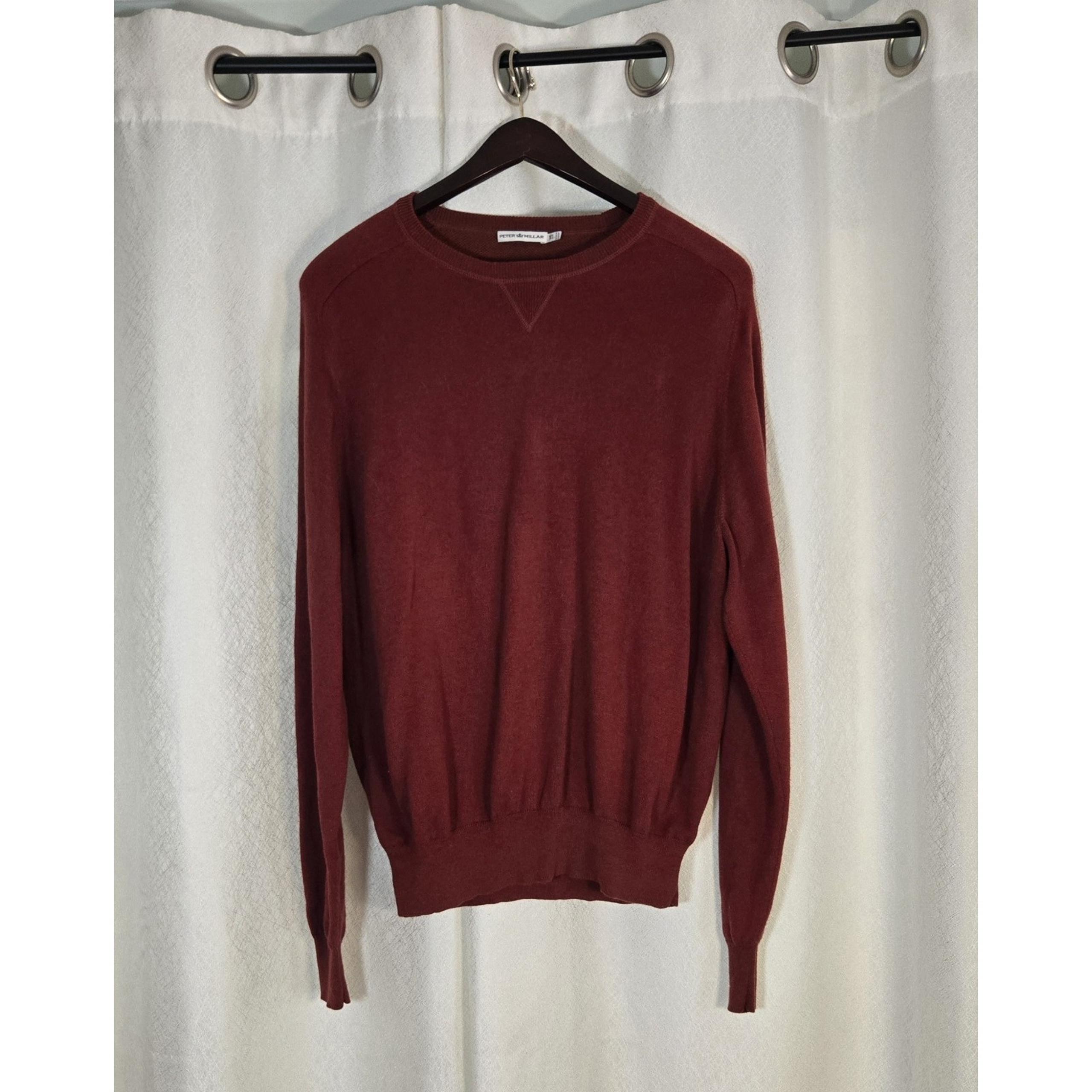 Men's XL Peter Millar Sweater Burgundy Crewneck Merino Wool Cotton Pullover EUC