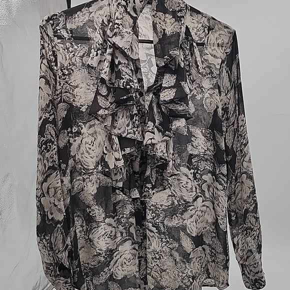 Cabi sheer blouse with ruffles
