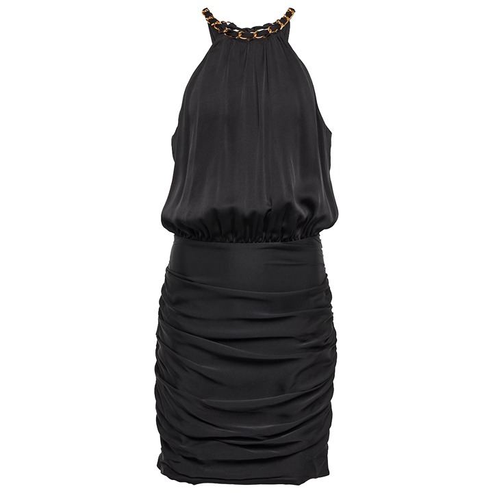 Veronica Beard Black Kalita Gold Chain Halter Back Neck Tie Mini Dress Size 4