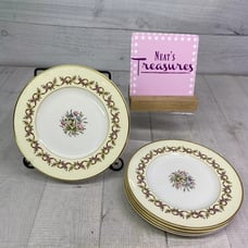 MCM Wedgwood SANDRINGHAM PINK Flowers England Bone China Bread Plates Set of 5