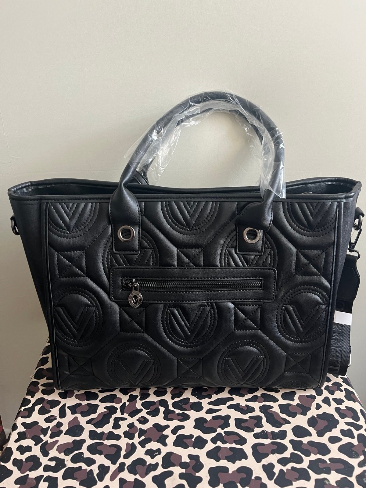 Valentino orlandi black quilted tote bag