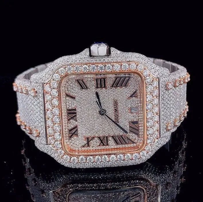 Iced Out Moissanite VVS Burgundy