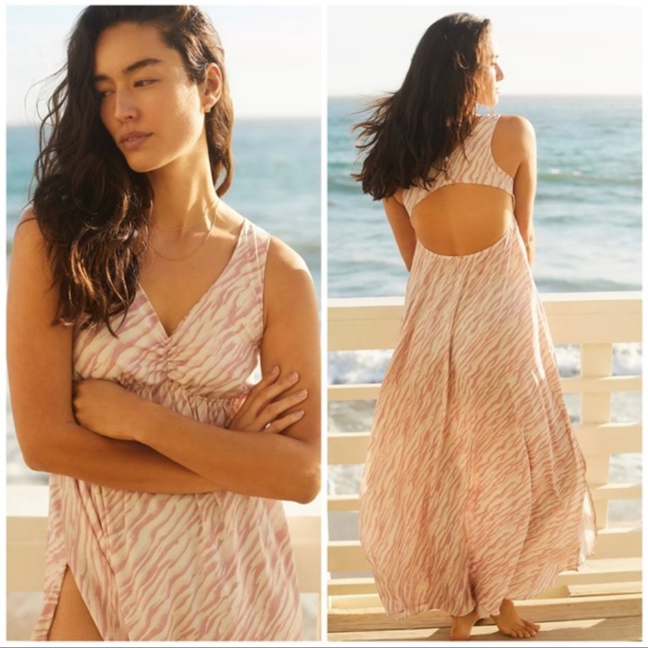 Anthropologie Zebra-Striped Cover-Up Maxi Dress- NWT - M