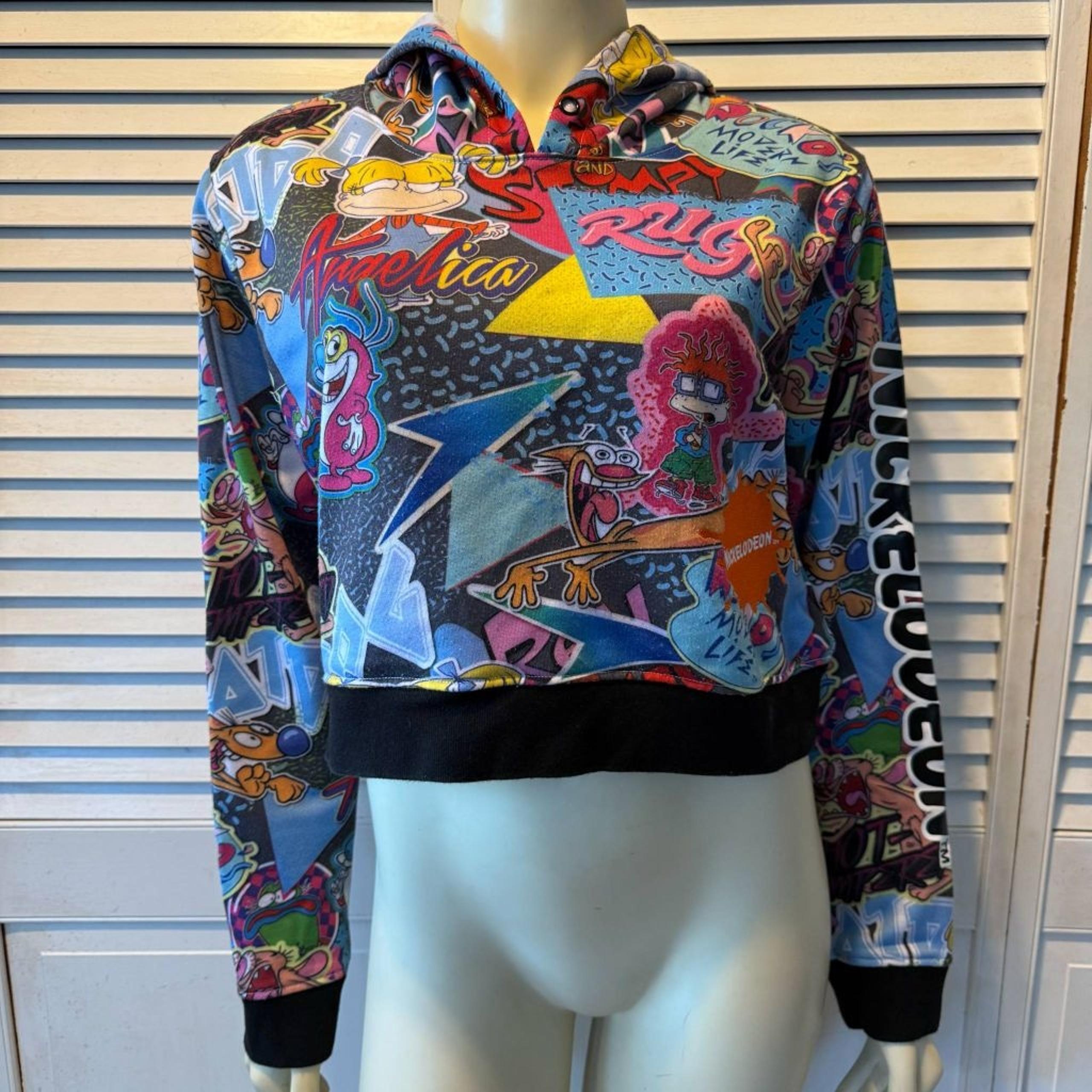 Women's Nickelodeon Multi-Color Graphic Crop Hoodie XL