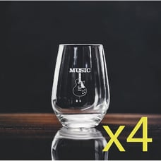 Music Guitar Stemless Wine Glasses x4 Premium 15 Oz Personalize Band Rock NEW