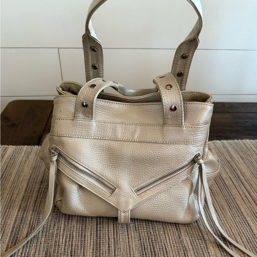 Botkier Purse Eggshell Leather with Crossbody Strap