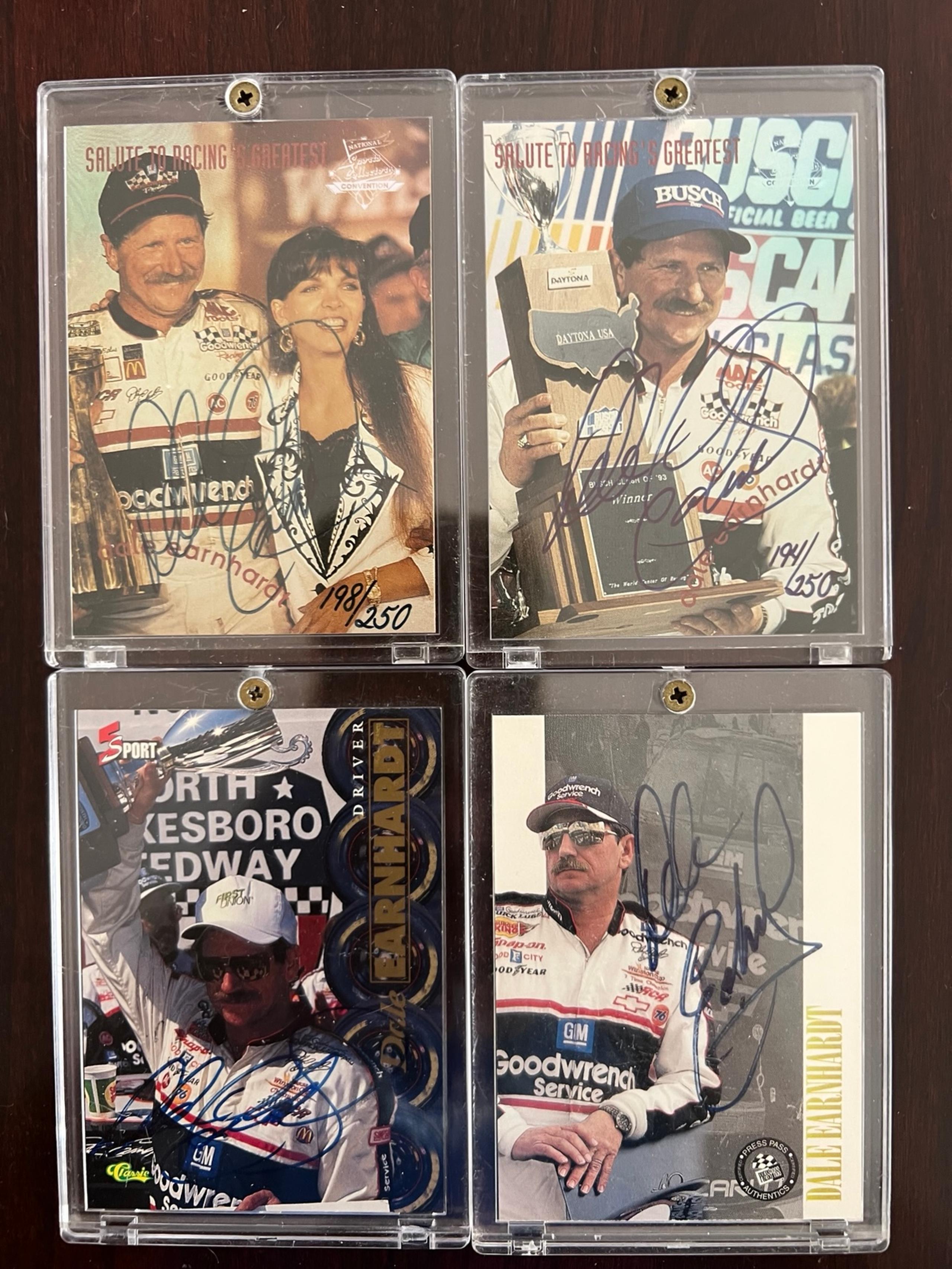 (4) Dale Earnhardt Sr.  Authentic autographed cards