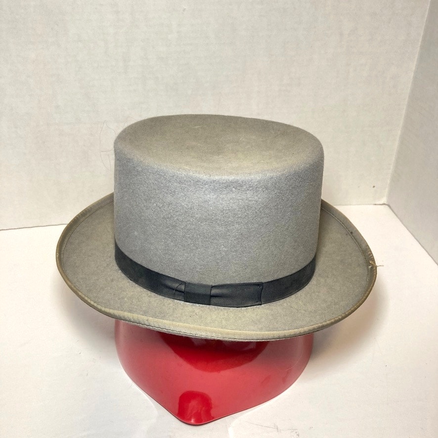 American Vintage 100% Merino Wool Gray Mens L Top Hat Classic Antique Luxe