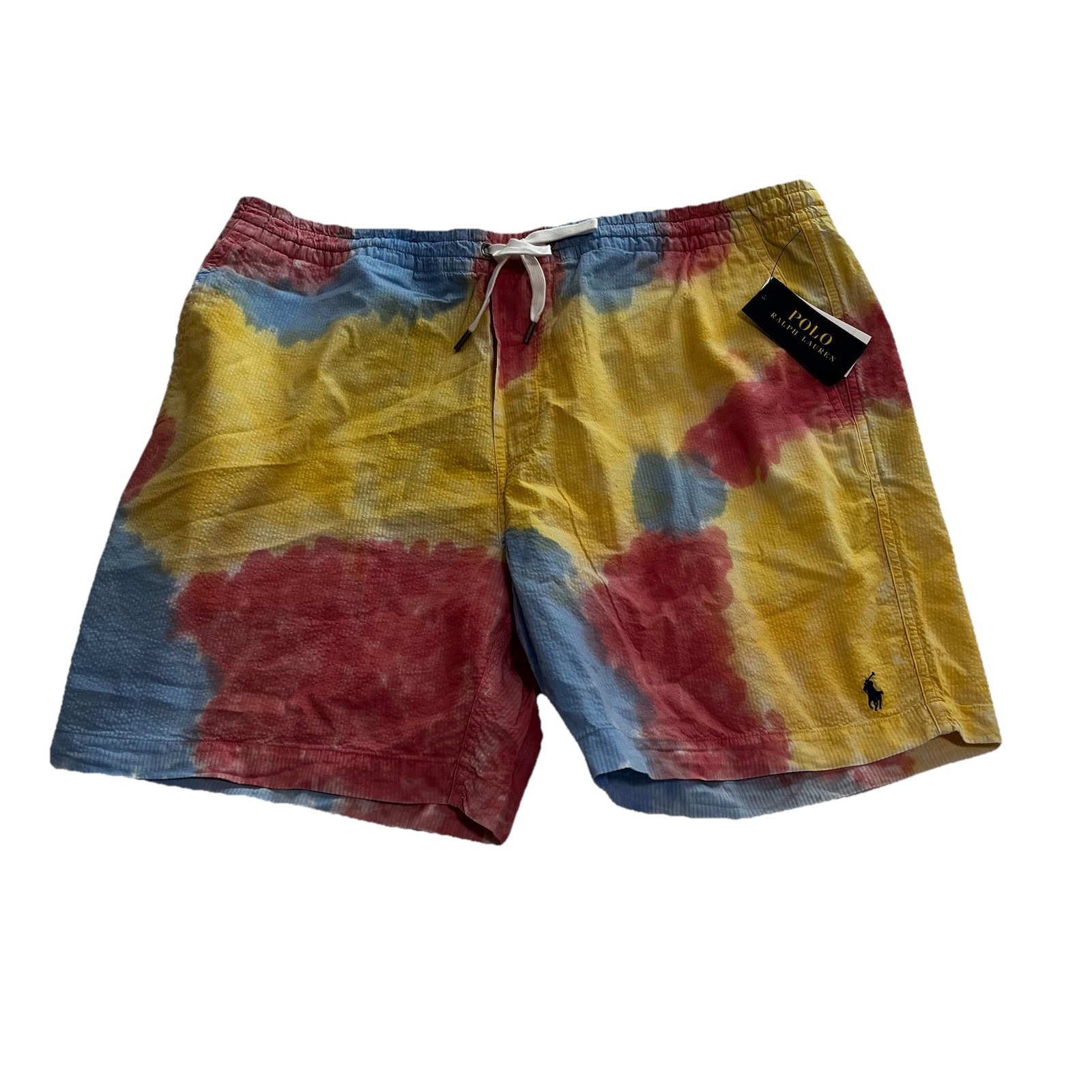 Polo Ralph Lauren L55704 Mens Multi 6 Cotton Seersucker XXL Tie Dye Shorts
