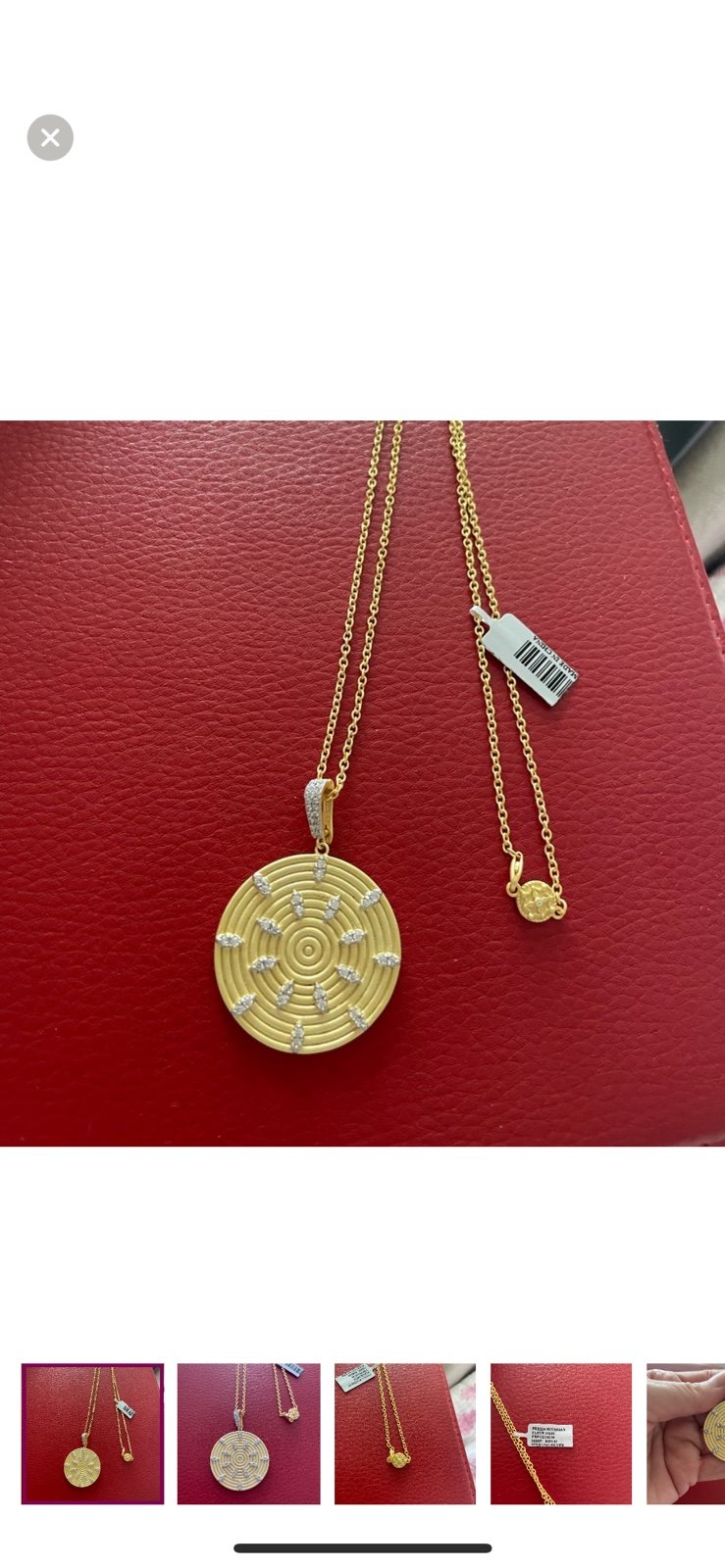 BNWT Freida Rothman Petals & Pave Gold Necklace W/Pendant. 29 inch chain.