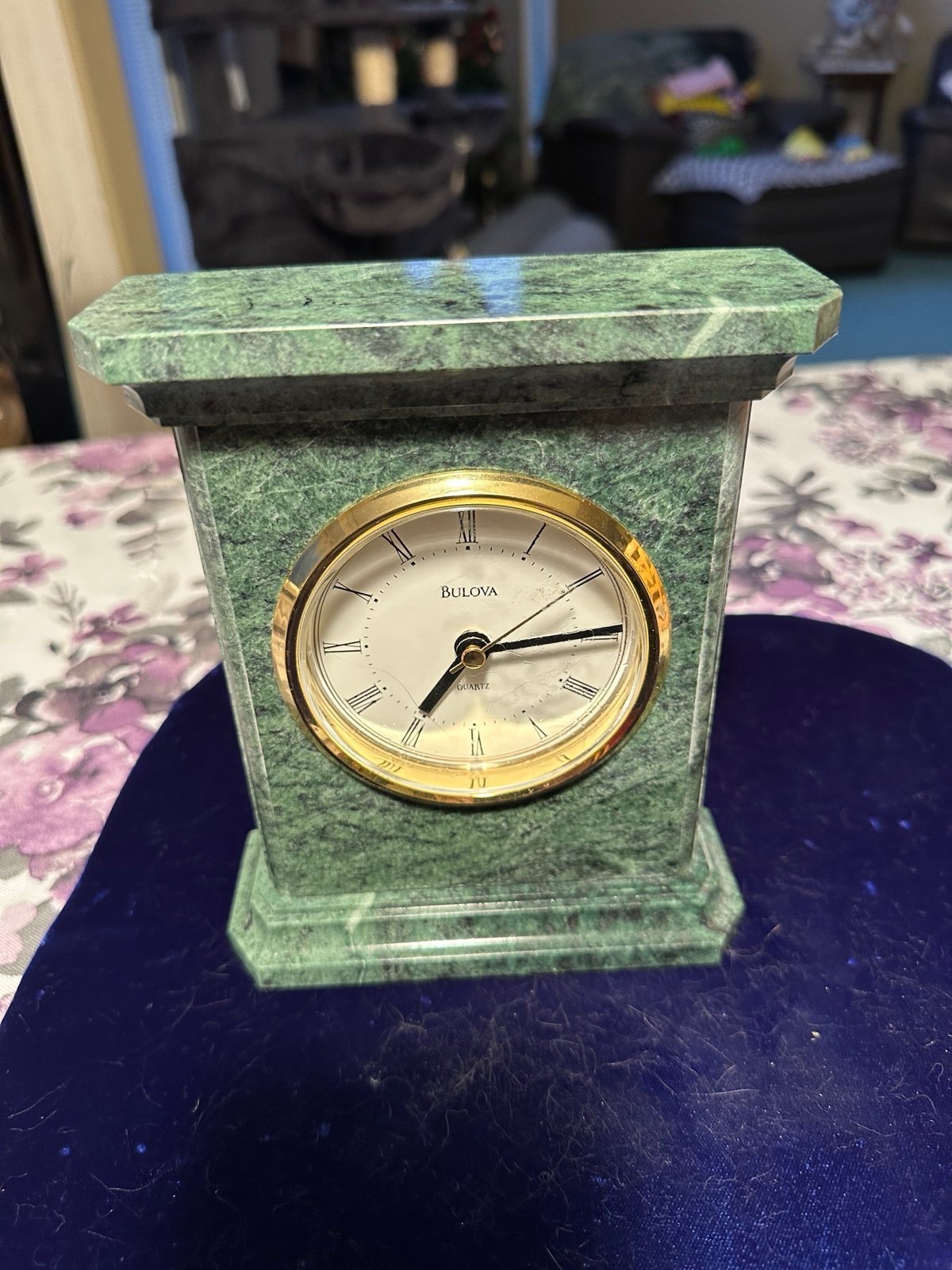 Vintage Bulova mantal or desk marble clock