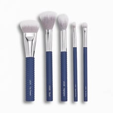 5 Piece Denim Makeup Brush Set with Bag