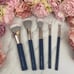 5 Piece Denim Makeup Brush Set with Bag