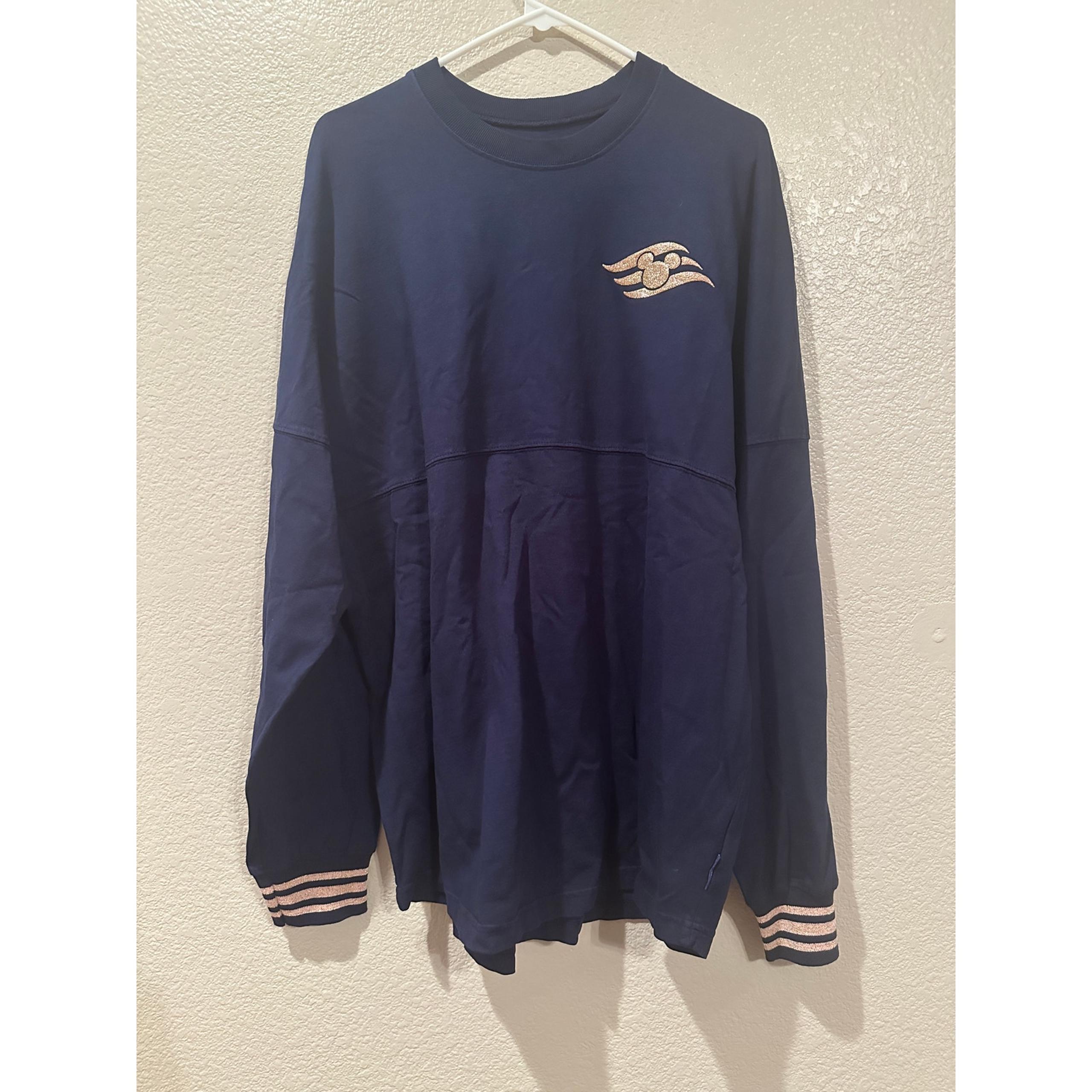 NWT Disney Cruise Line DCL Spirit Jersey Blue Gold Glitter sz L