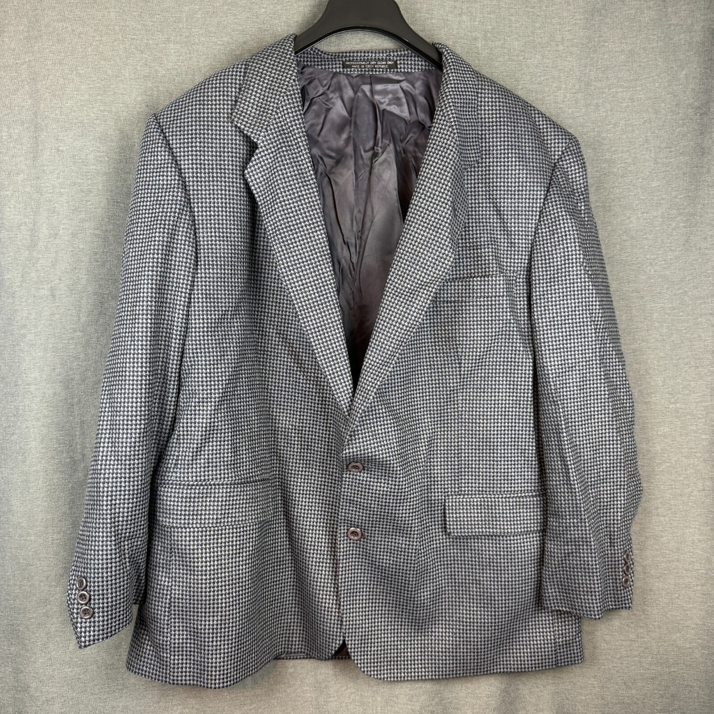 diBenedetto Men's Blazer 50R Gray Herringbone Sport Coat Jacket Wool Silk Blend
