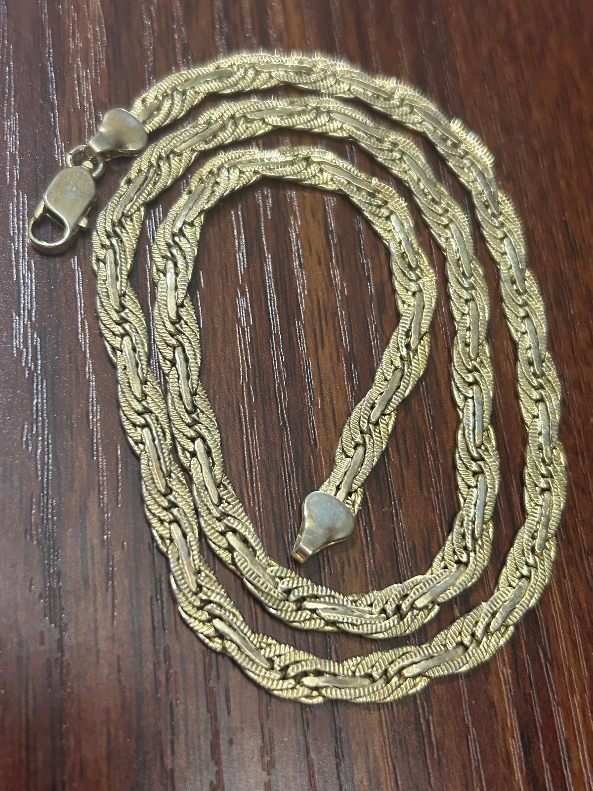 Italy 14k gold plated gold tone textured unique chain necklace 19”