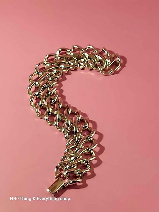 Vintage Monet Wide Double Link Silver Bracelet