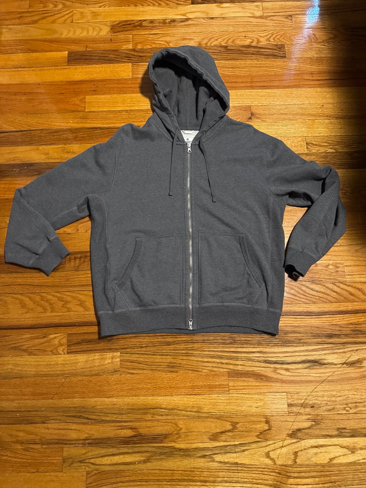Reigning Champ Midweight Terry Standard Zip Hoodie Heather Carbon Large