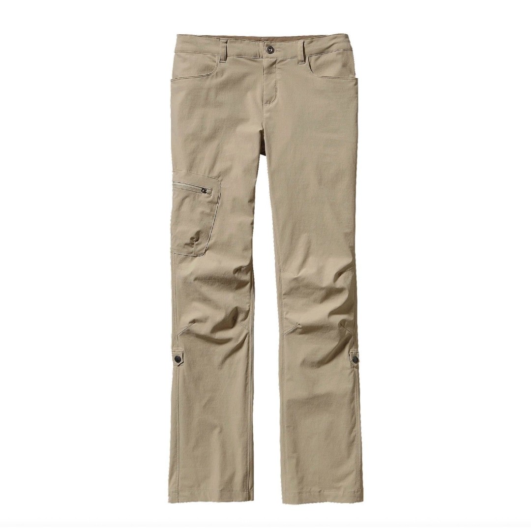 Patagonia Women's Quandary Pants Khaki Beige Sz 4 Roll Up Leg UPF Hiking