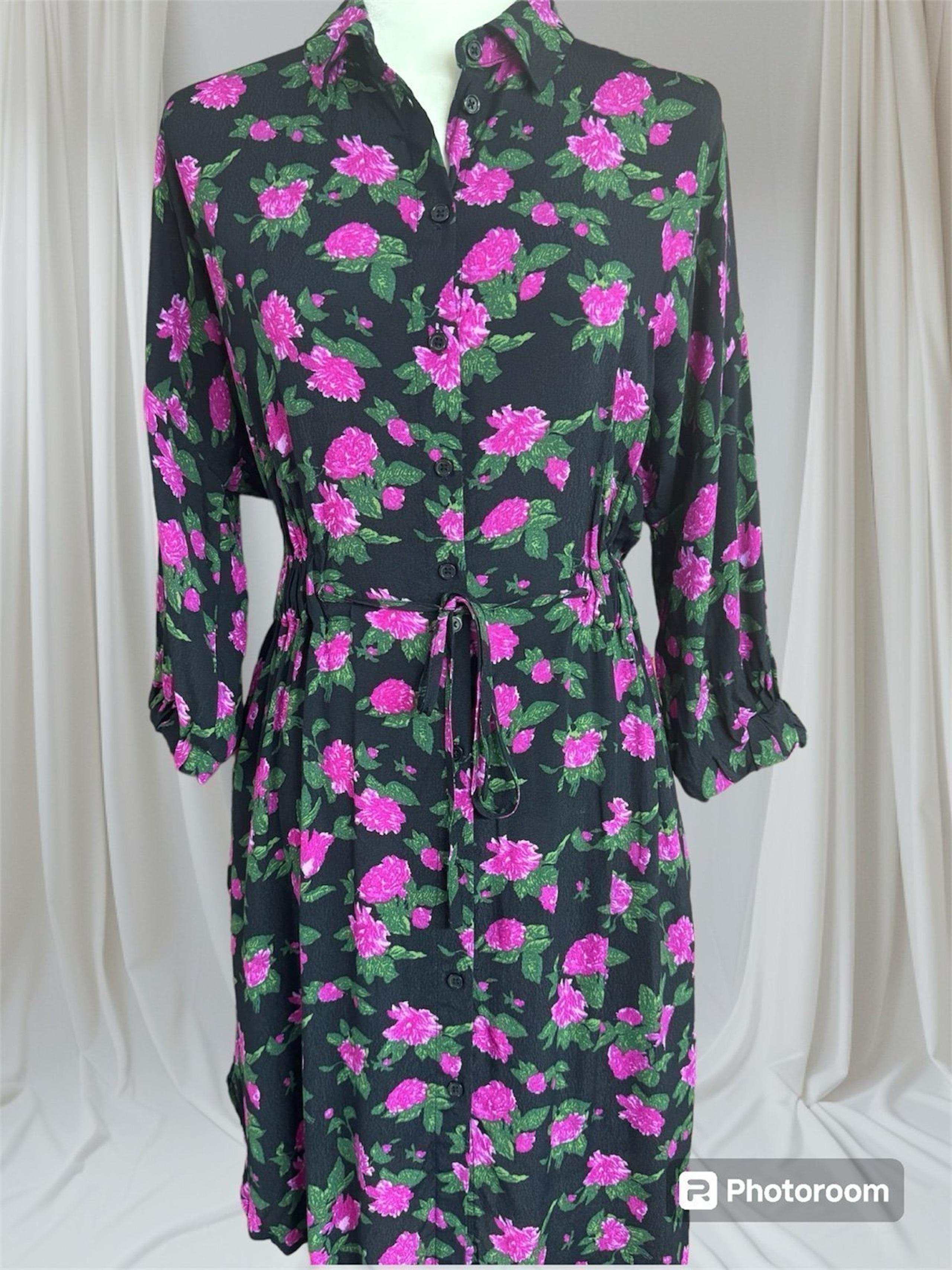 *NWT* Who What Wear Button Down Front Floral Pink Roses Midi Dress Size XS