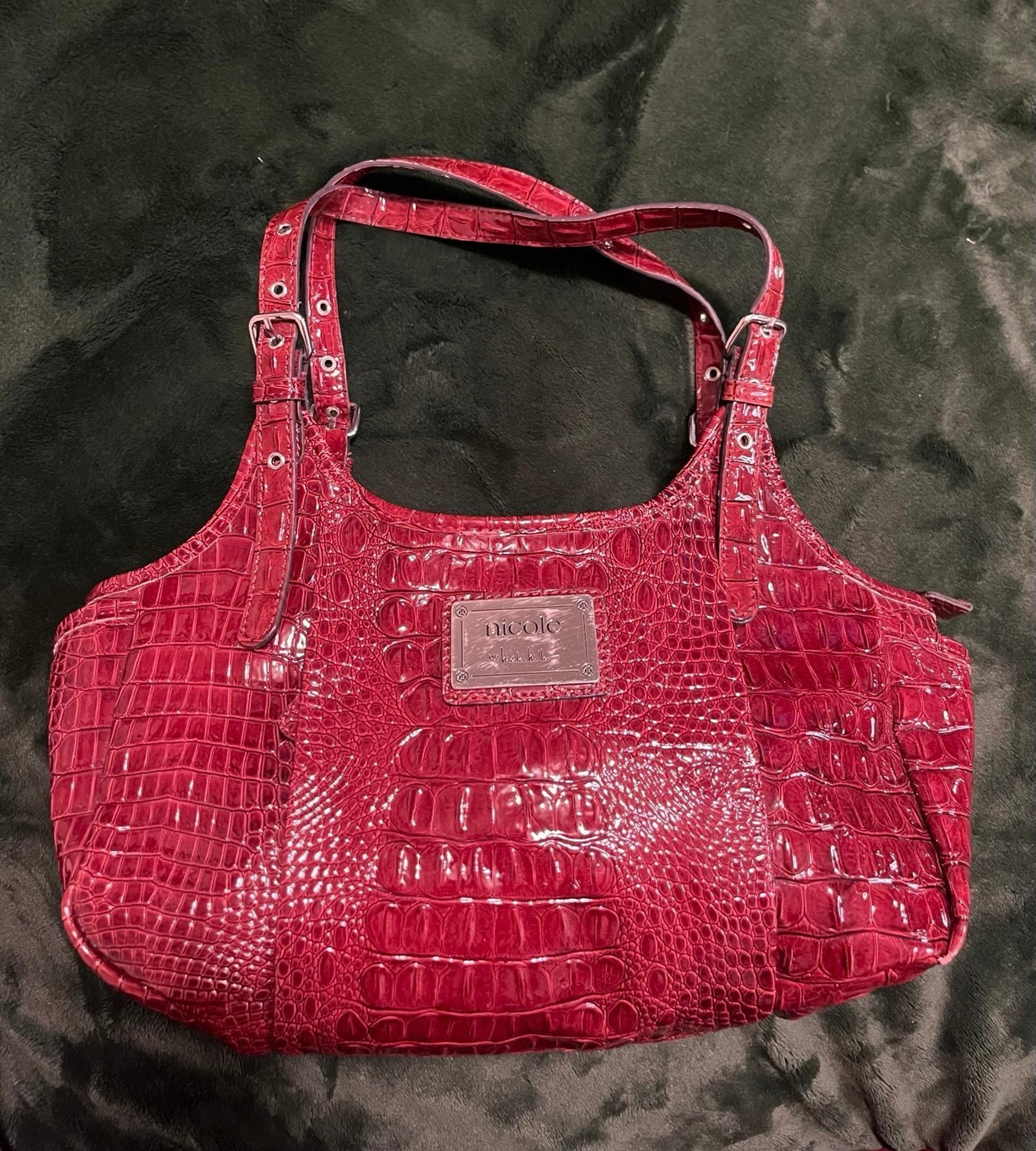 Nicole Miller Vegan Crocodile Leather Handbag Set of Two