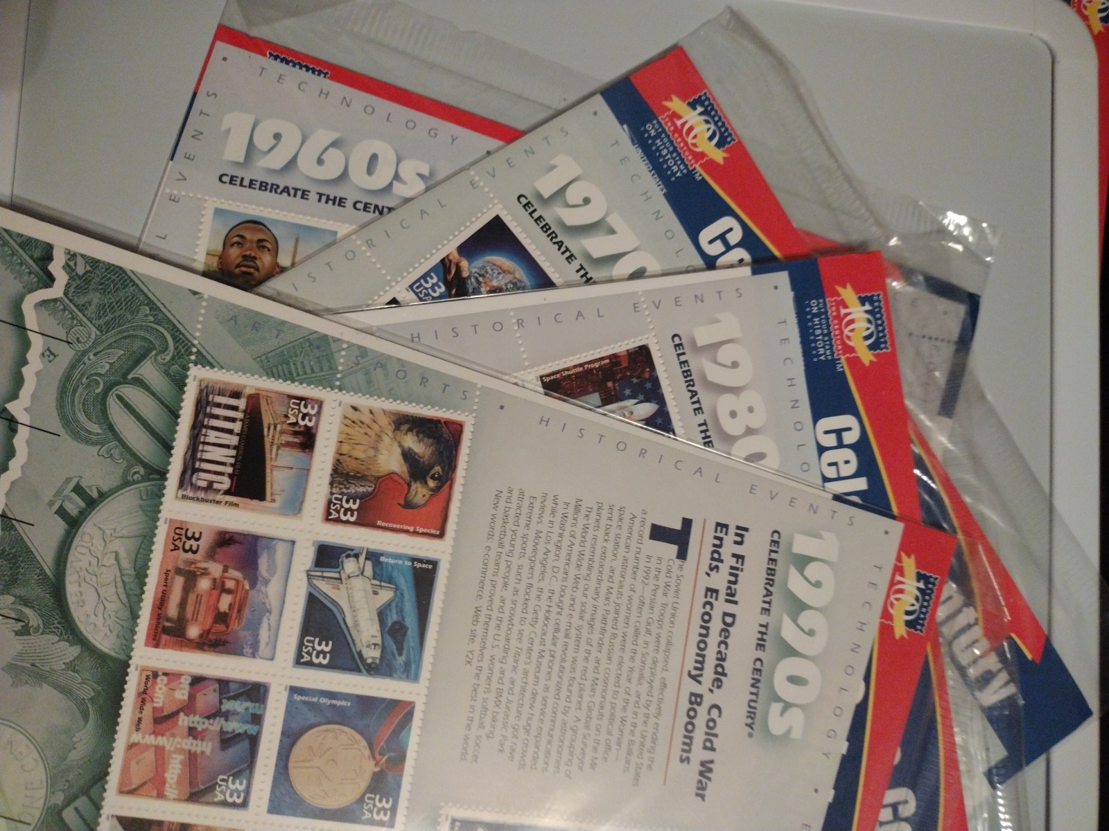 Celebrate the Century Stamps bundled are 60's,70,80 and 90's.