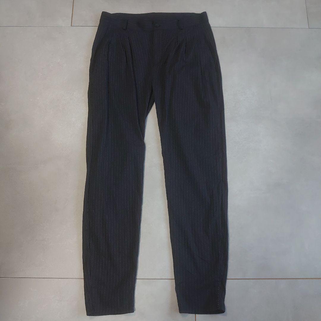 Incarnation Cotton Poly Elastane Stripe Tuck Pants Navy