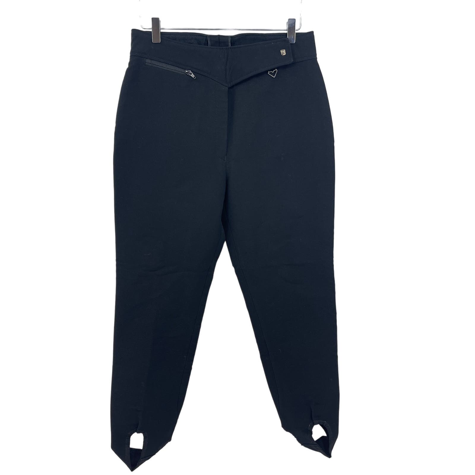 Obermeyer Women's Size 14R Black Wool Blend Stretch Stirrup Ski Snow Pants