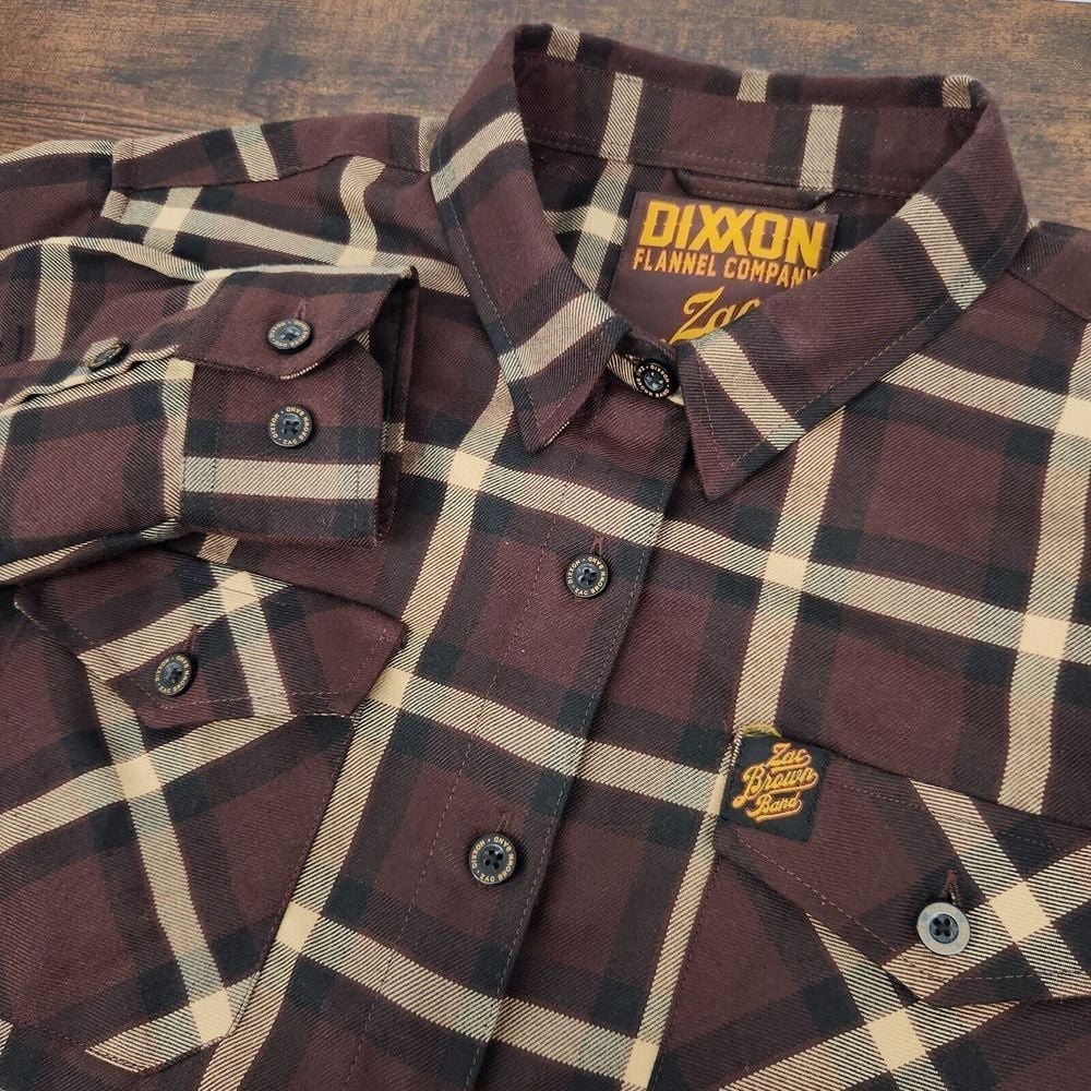 Dixxon Flannel Zac Brown Band Brown Black Tan Plaid Button Women's Size 2X