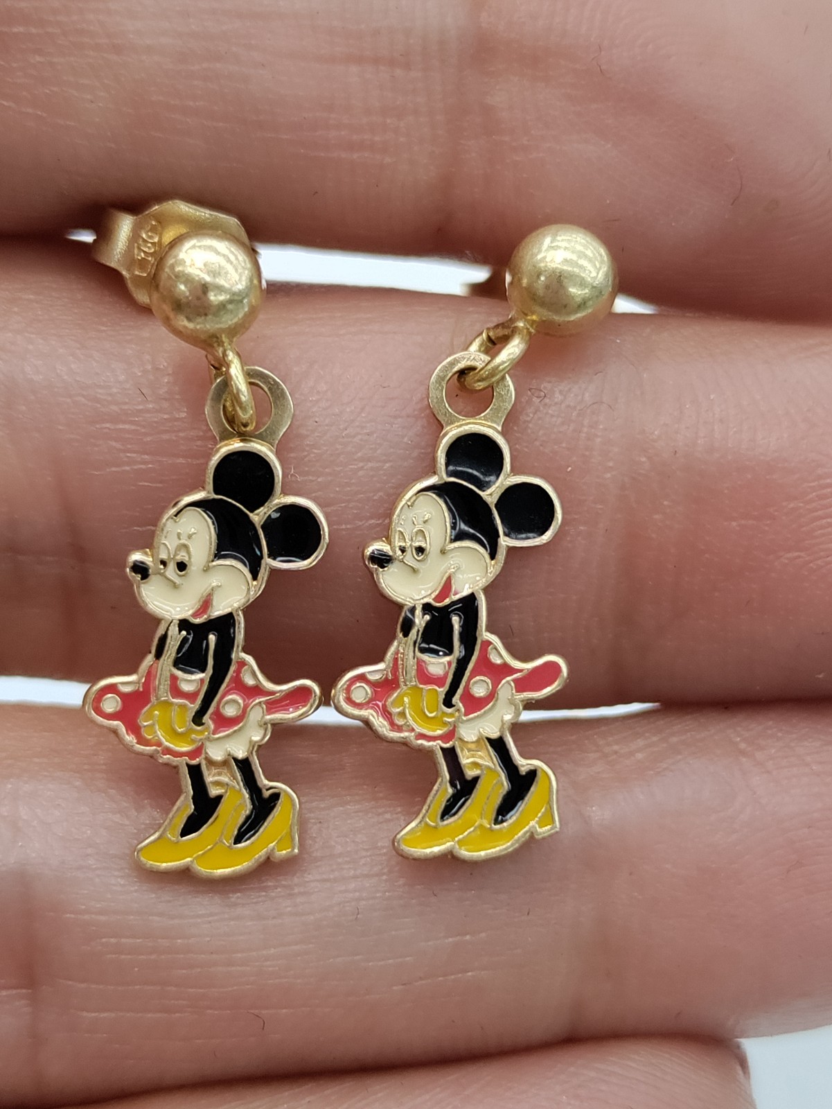 18k Italian gold  Minnie mouse earrings