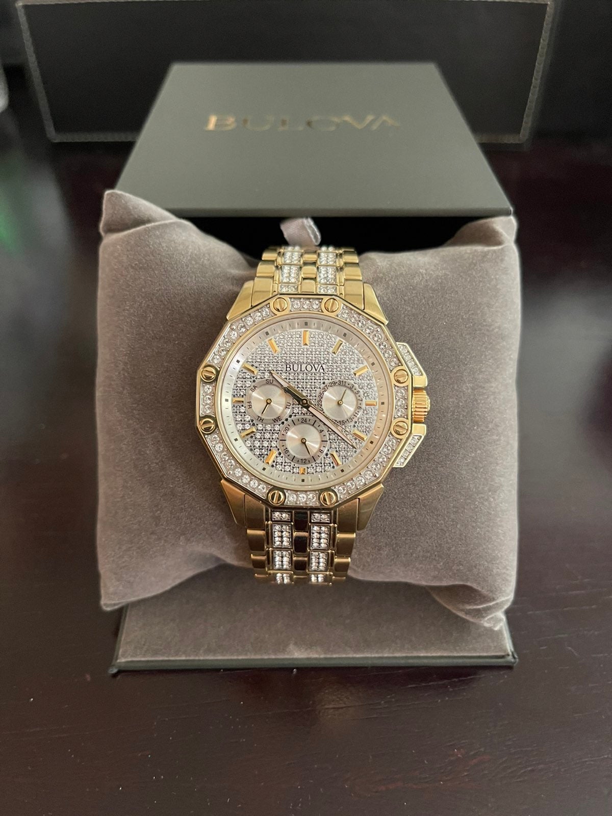 Bulova Crystal 41.7mm Gold-Tone Stainless Men's Watch