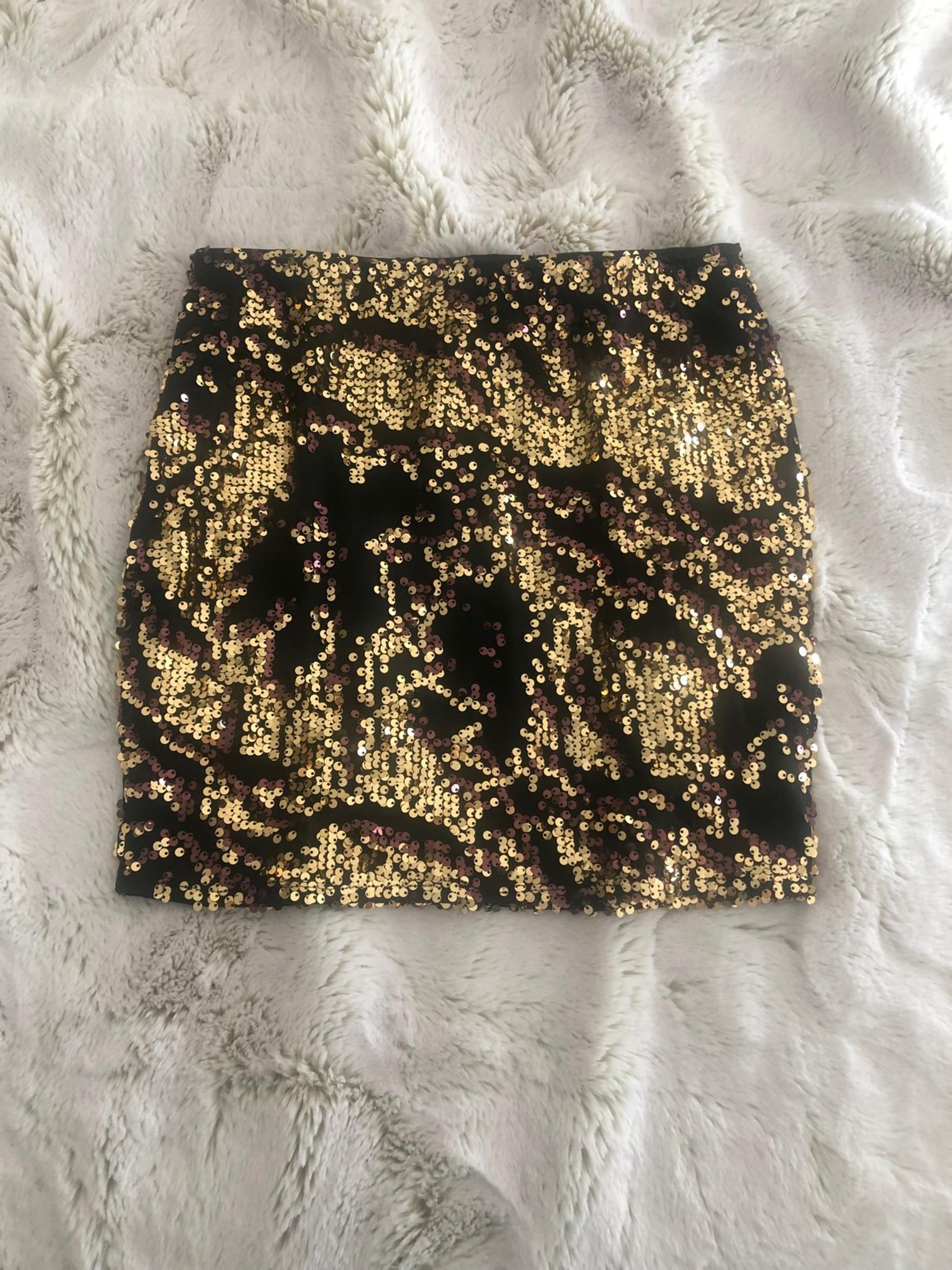 Lily White Brown/Gold Sequin Mini Skirt