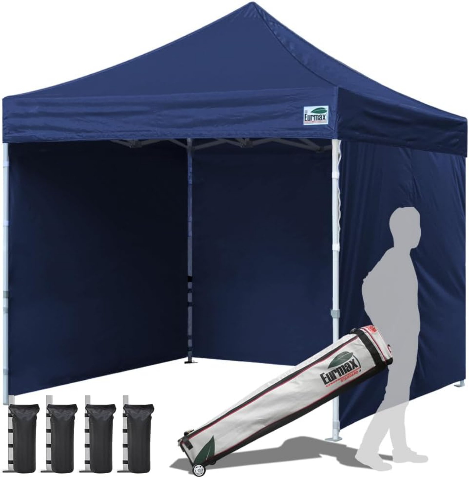 Eurmax USA 10'x10' Pop-up Canopy Tent Commercial Instant Canopies(Navy Blue)