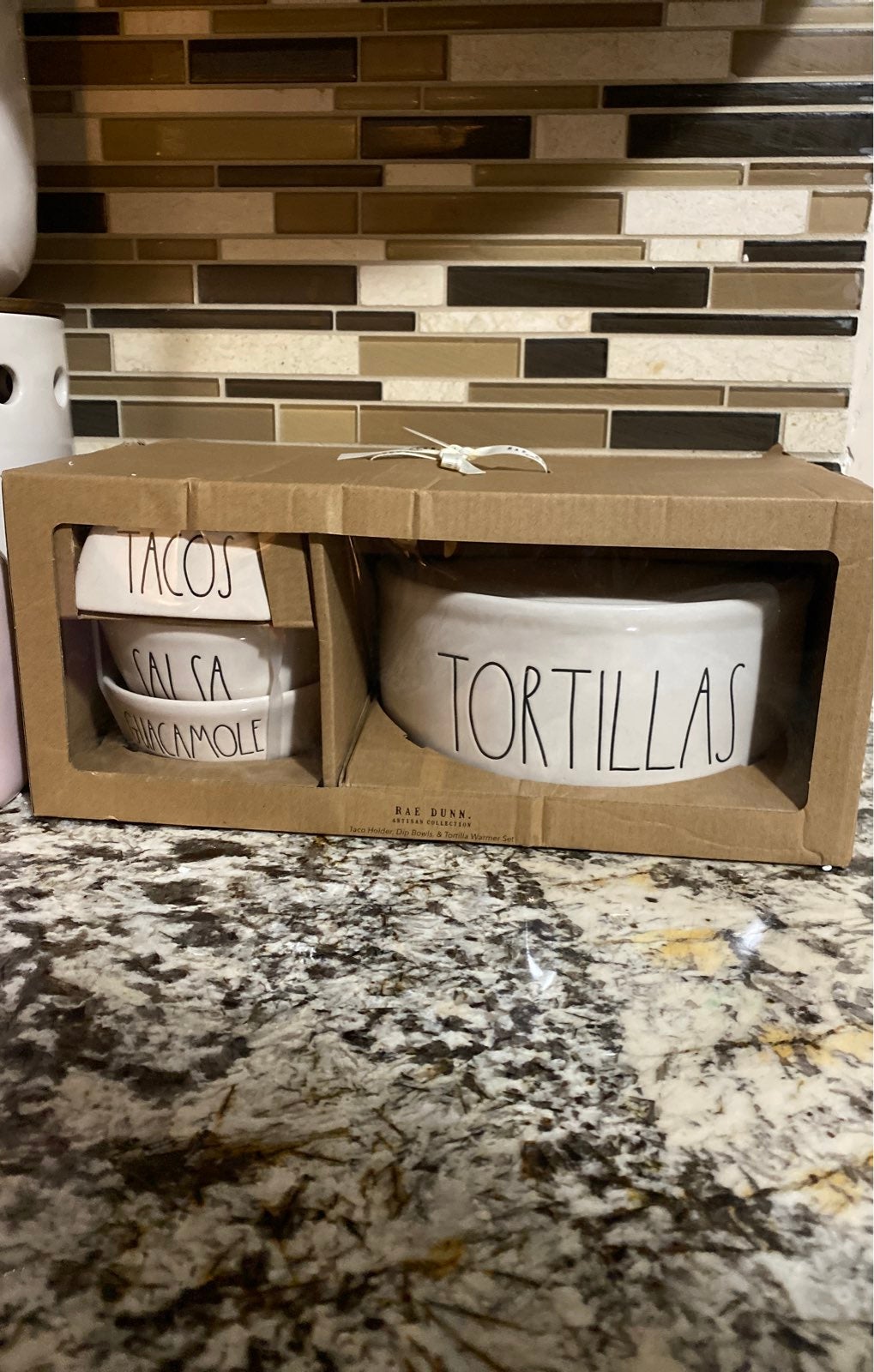 Rae Dunn tortillas tacos guacomole set