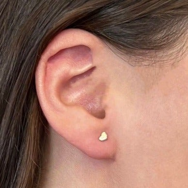Rachel Koen Tiny Heart Stud Earrings Screw Back 14K Yellow Gold