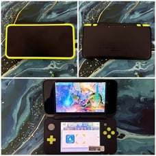 New Nintendo 2DSLL Green x Black w (Hand Grip/Clear Shell/Case/Screen Protector)