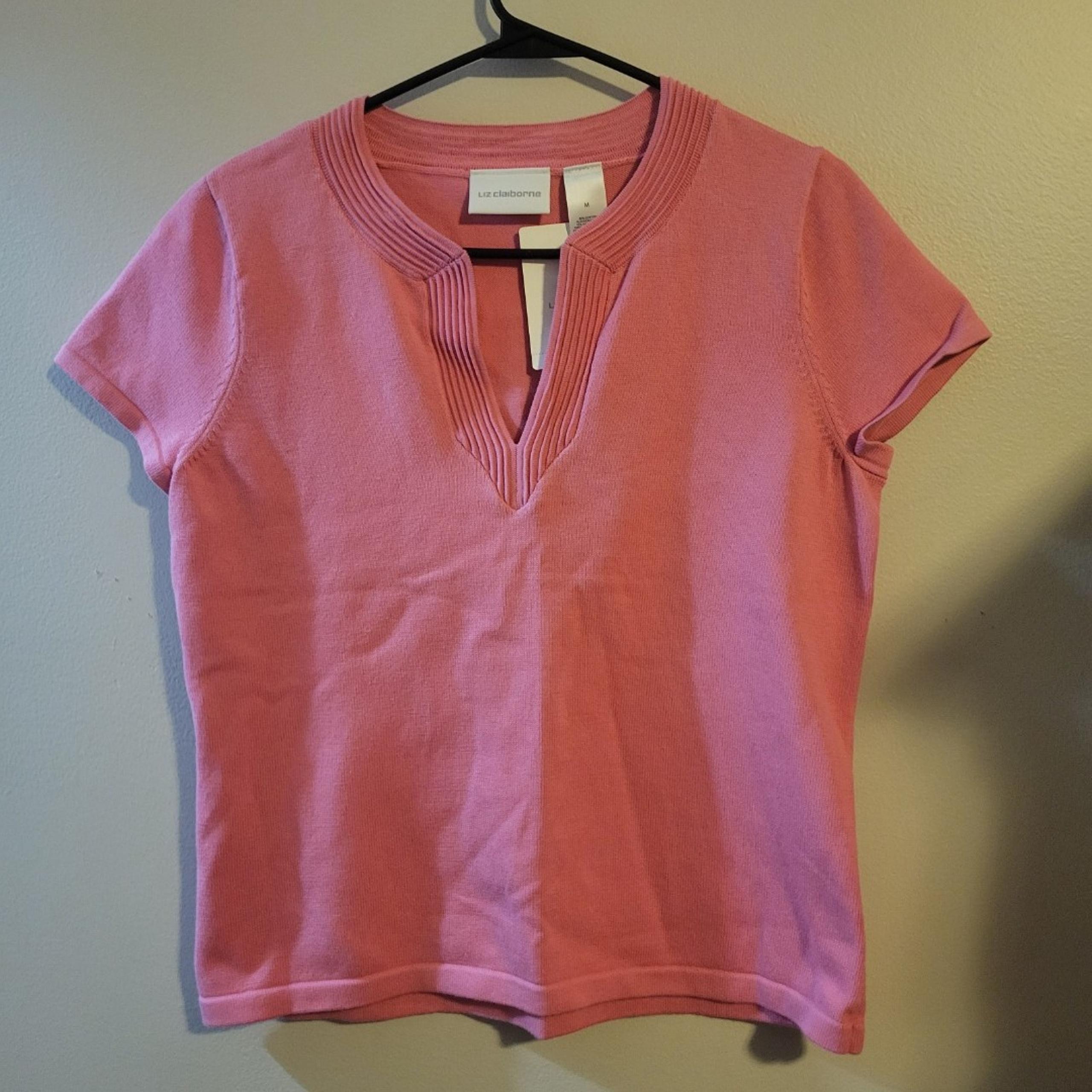 NWT Liz Claiborne Short Sleeve Sweater Pink Womens Size M